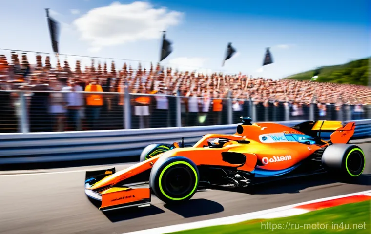 F1 시즌 리뷰 - **McLaren's Triumphant Resurgence:** A dynamic, high-angle shot of Lando Norris and Oscar Piastri's ...