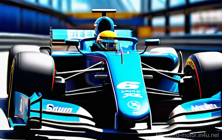 F1 시뮬레이터 훈련 - A professional Formula 1 driver, male or female, intensely focused within a state-of-the-art F1 raci...