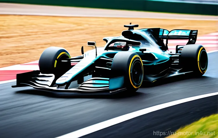 F1 머신 공기역학 설계 - **Prompt: The Art of Downforce on Track**
"A low-angle, dynamic shot of a futuristic Formula 1 c...