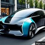 F1 머신의 재활용 가능 소재 - A futuristic electric city car made with lightweight carbon fiber composites, showcased on a busy Mo...
